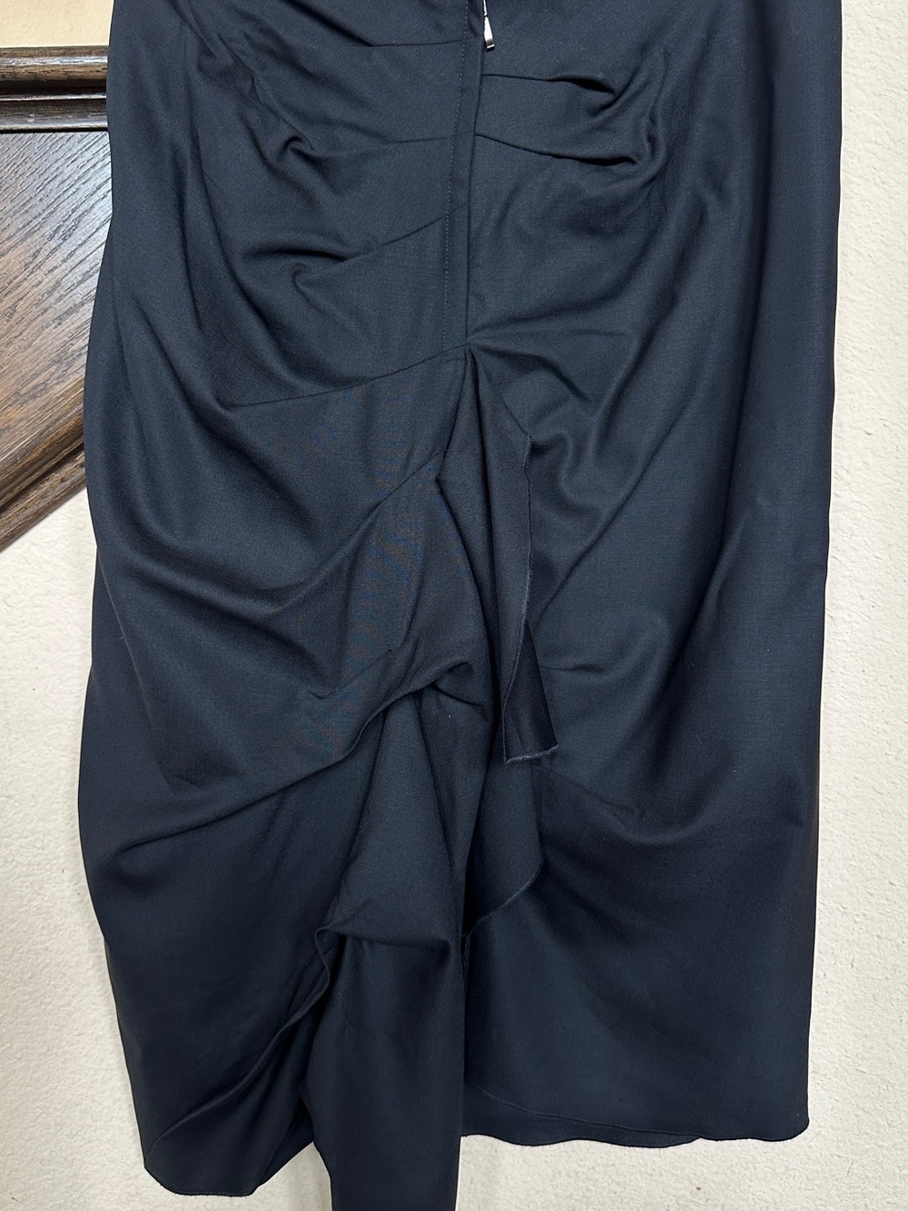 Rachel Roy Black Pencil Skirt Draped Back Size 8 Marilyn Monroe Style Lined Wool